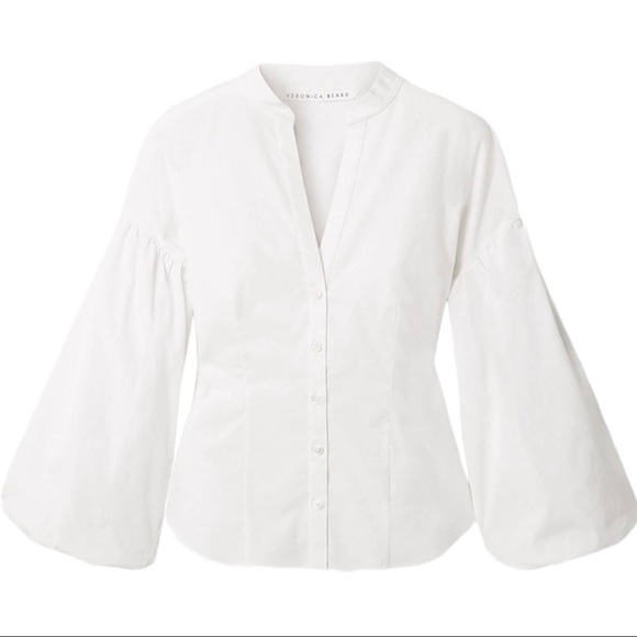 NWT VERONICA BEARD Aileen Puff Sleeve Poplin Blouse - Picture 4 of 7